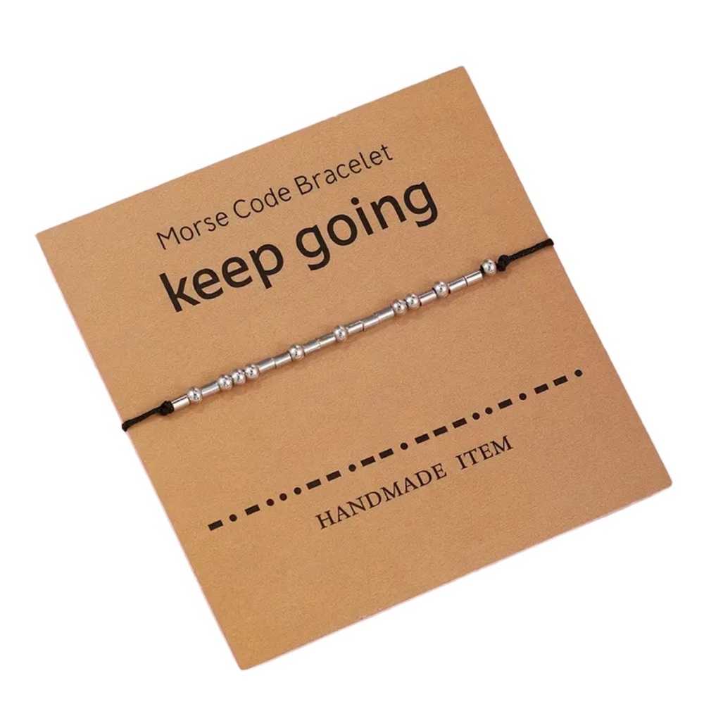 Handmade Morse Code KEEP GOING Adjustable Bracelet